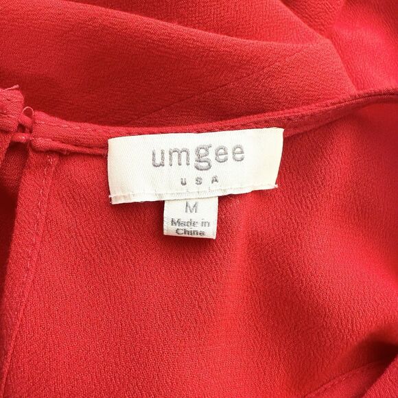 Umgee Mini Tunic Dress Womens Medium Red Embroidered Short Sleeve  Boho Artsy - Picture 6 of 10